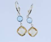 14kt Yellow Gold Blue Topaz Leverback Citrine Earrings_image